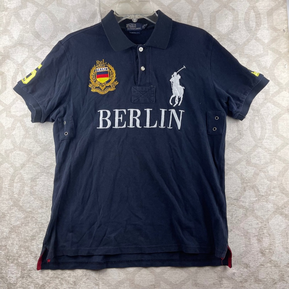 Polo Ralph Lauren Big Pony Men XL Berlin Crest Black Polo Shirt Cotton 5